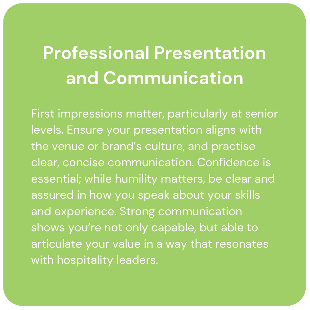 Green slide with white text titled “Professional Presentation and Communication” and a short guidance paragraph.