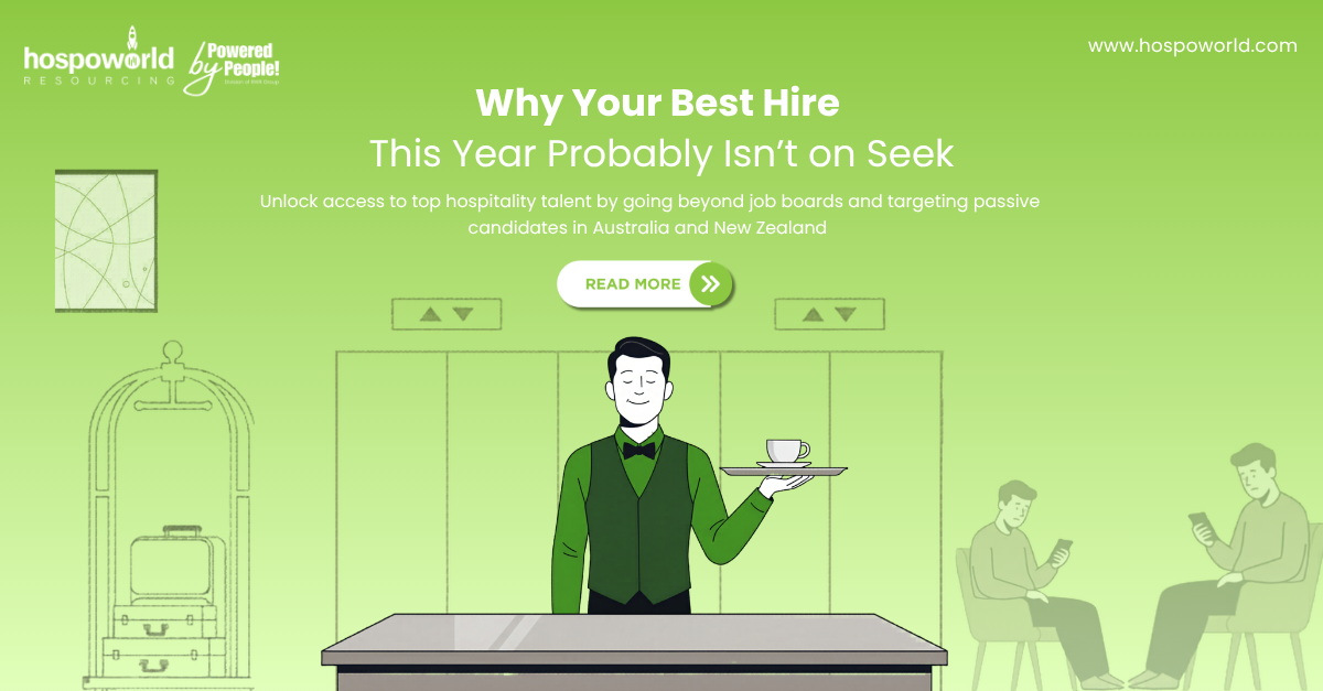 Green-themed banner with a bartender serving a drink under the text “Why Your Best Hire This Year Probably Isn’t on Seek.”