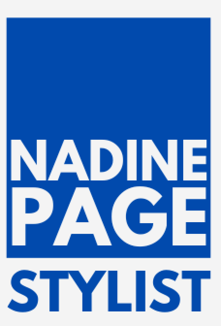 Blue logo reading “NADINE PAGE STYLIST” in white text