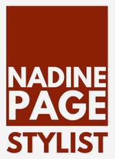 Nadine Page Stylist logo in white text on a rust-red background