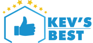 A blue logo with a thumbs up and the words 