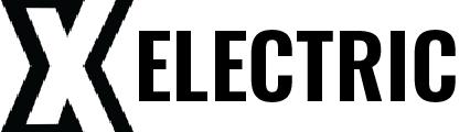 "X Electric" logo in black and white. Bold white "X" on the left, "ELECTRIC" in text on the right.