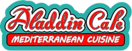a logo for aladdin cafe mediterranean cuisine