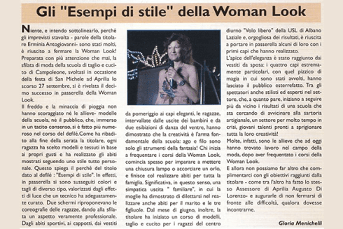 A newspaper article titled gli esempi di stile della woman look