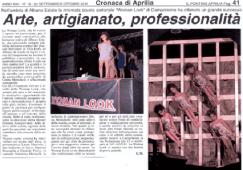 A newspaper article titled arte artigianato professionalita