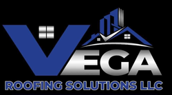 A logo for Vega Roofing Solutions, LLC on a black background