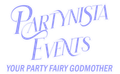 a purple logo for partynista events your party fairy godmother
