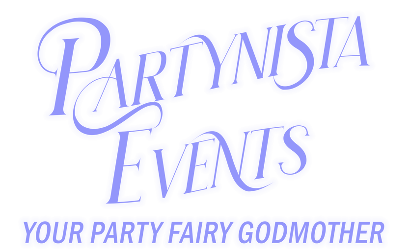 a purple logo for partynista events your party fairy godmother