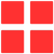 Four red squares with rounded corners arranged in a two-by-two grid against a white background.
