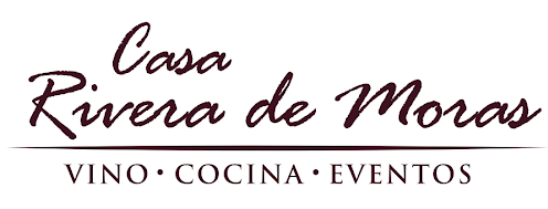Logo for Casa Rivera de Moras, with burgundy script and the words “VINO • COCINA • EVENTOS” underneath