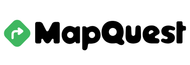 MapQuest logo with green curved arrow icon and black text on white background