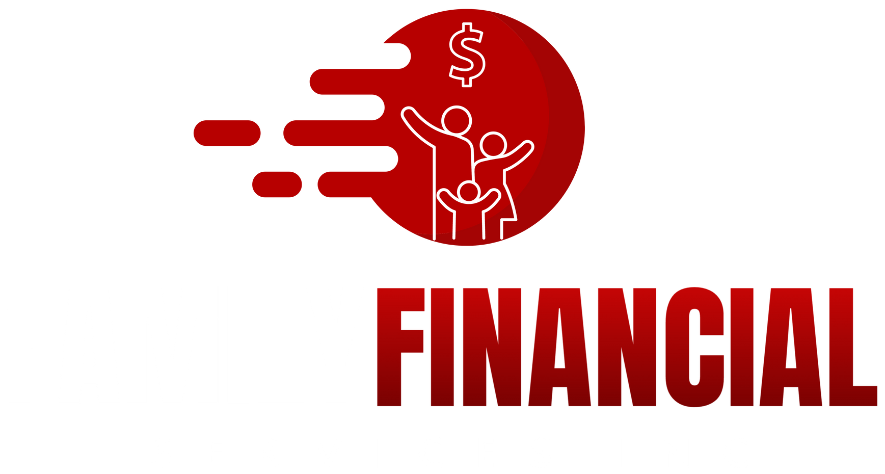 A red logo with two people holding a dollar sign and the word financial.