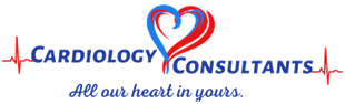 Logo for "Cardiology Consultants" with a heart graphic and tagline: "All our heart in yours."