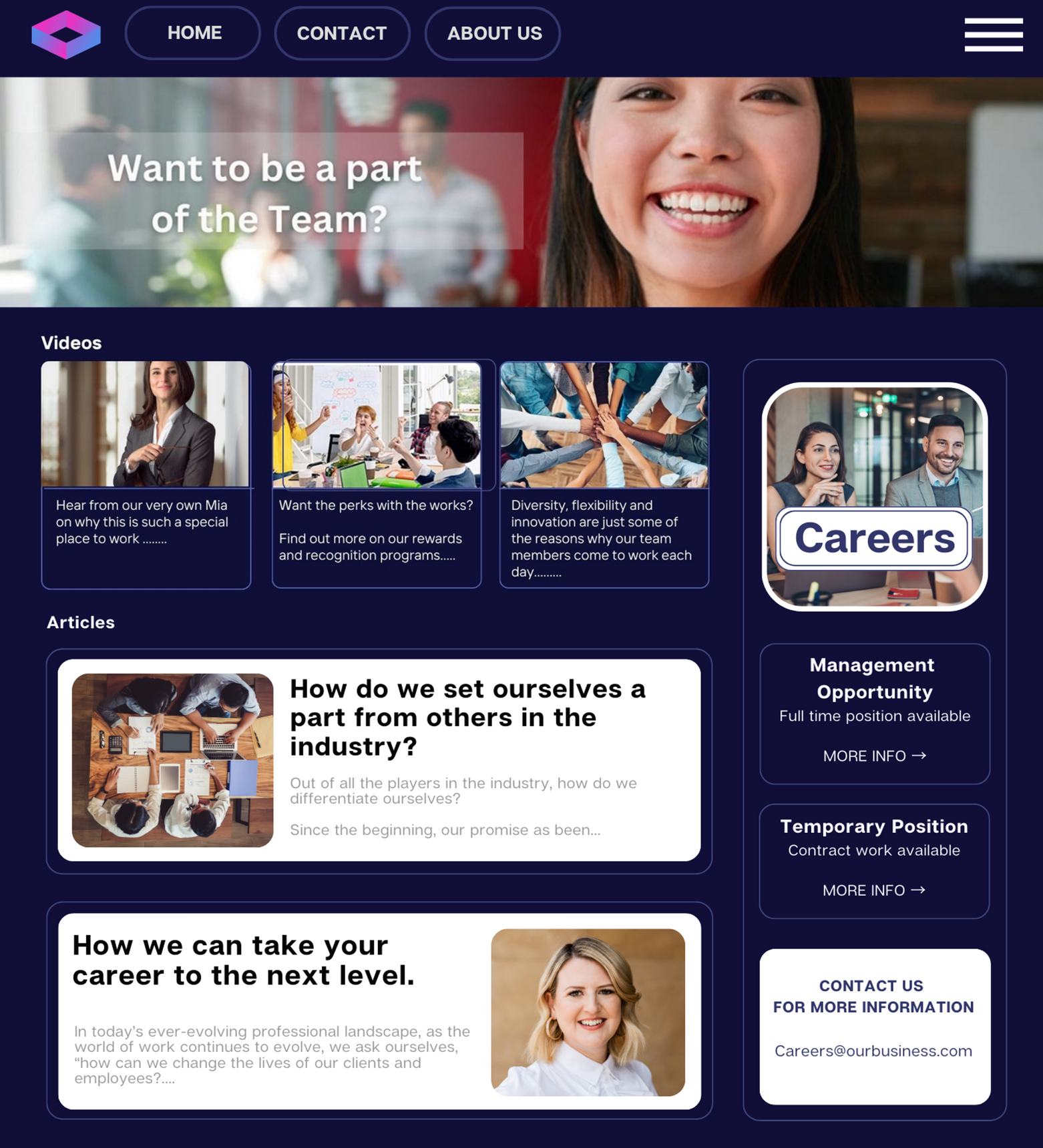 A screenshot of a website that says `` want to be a part of the team ? ''
