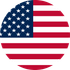 American flag inside a circle; blue field with stars, alternating red and white stripes.