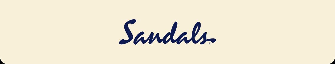 Handwritten word “Sandals” in blue on a cream background