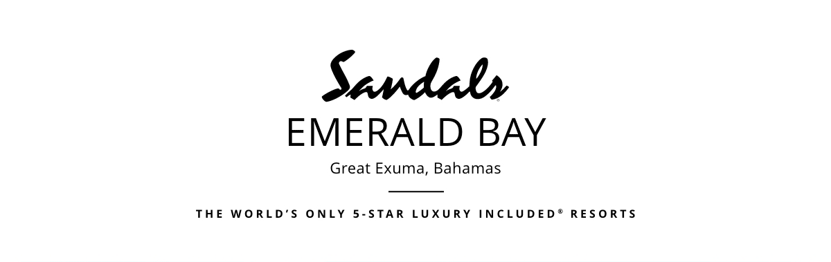 Sandals Emerald Bay logo. Black script