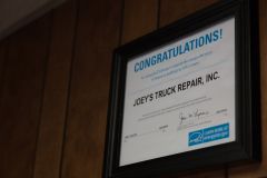 Certificate with congratulations | Joey's Truck & Auto Repair