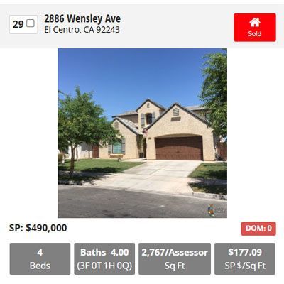 Real estate listing: House at 2886 Wensley Ave, El Centro, CA. Sold for $490,000. 4 beds, 4 baths, 2,767 sq ft.