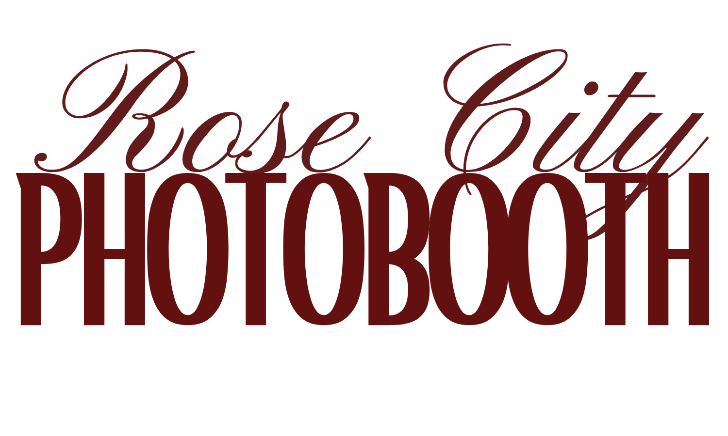 Rose City Photo Booth logo with pink rose and cursive lettering