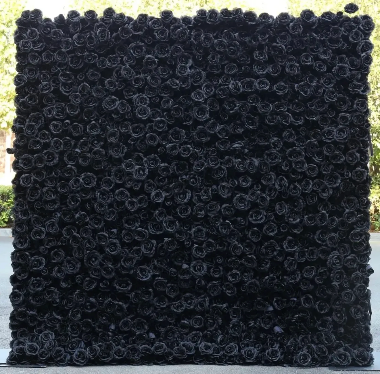 Black textured square with a dense, curly pattern on a light background