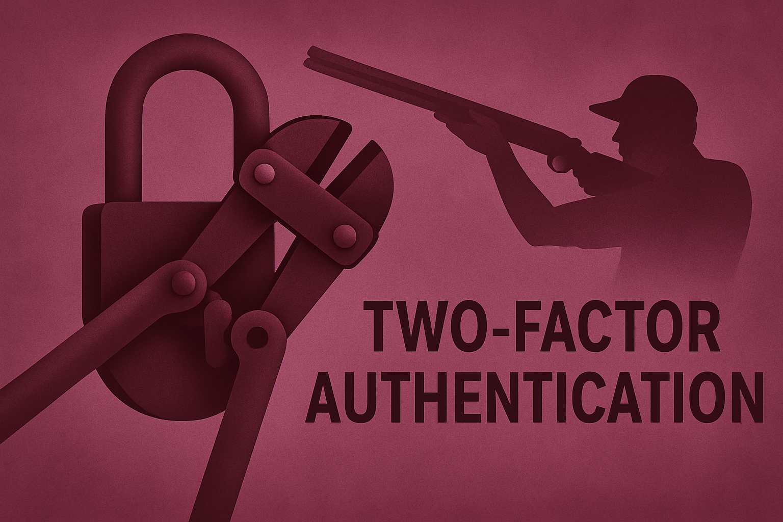 In image of a shooter, padlock and bolt cutters indicating the importance of security