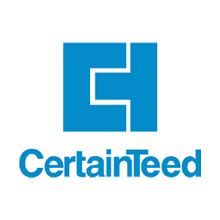 A blue logo for certainteed on a white background.