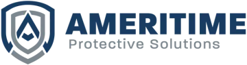 The logo for ameritime protective solutions has a shield on it.