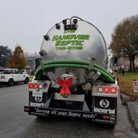 Rear view of a septic truck with 