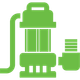 Septic Tank Green illustration of a submersible water pump with an outflow pipe and a handle at the top.