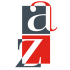 Lettere minuscole stilizzate a e z nere, bianche e rosse, in blocchi quadrati sovrapposti.