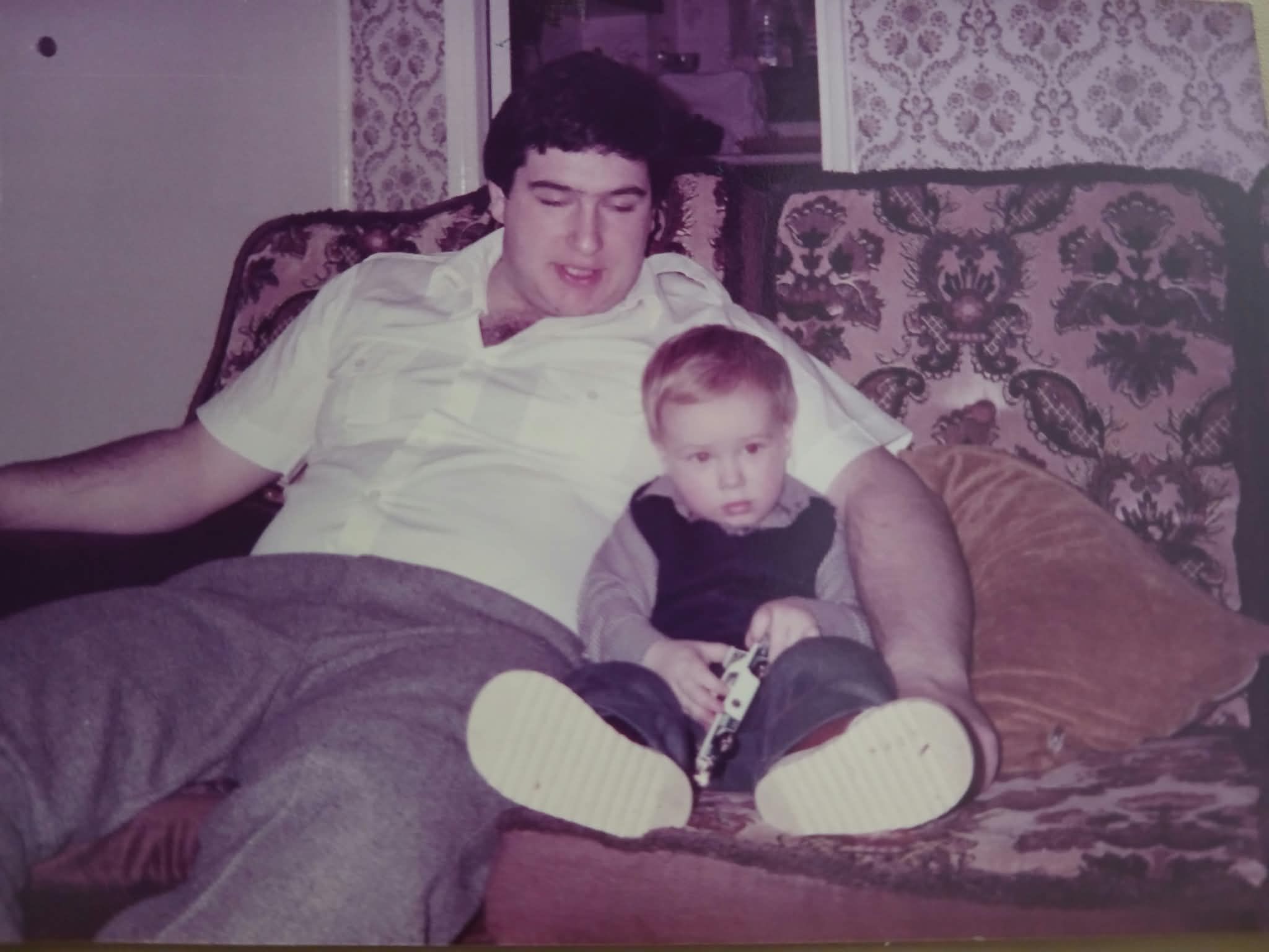 Clive and Chris on a Sofa in the 1980s