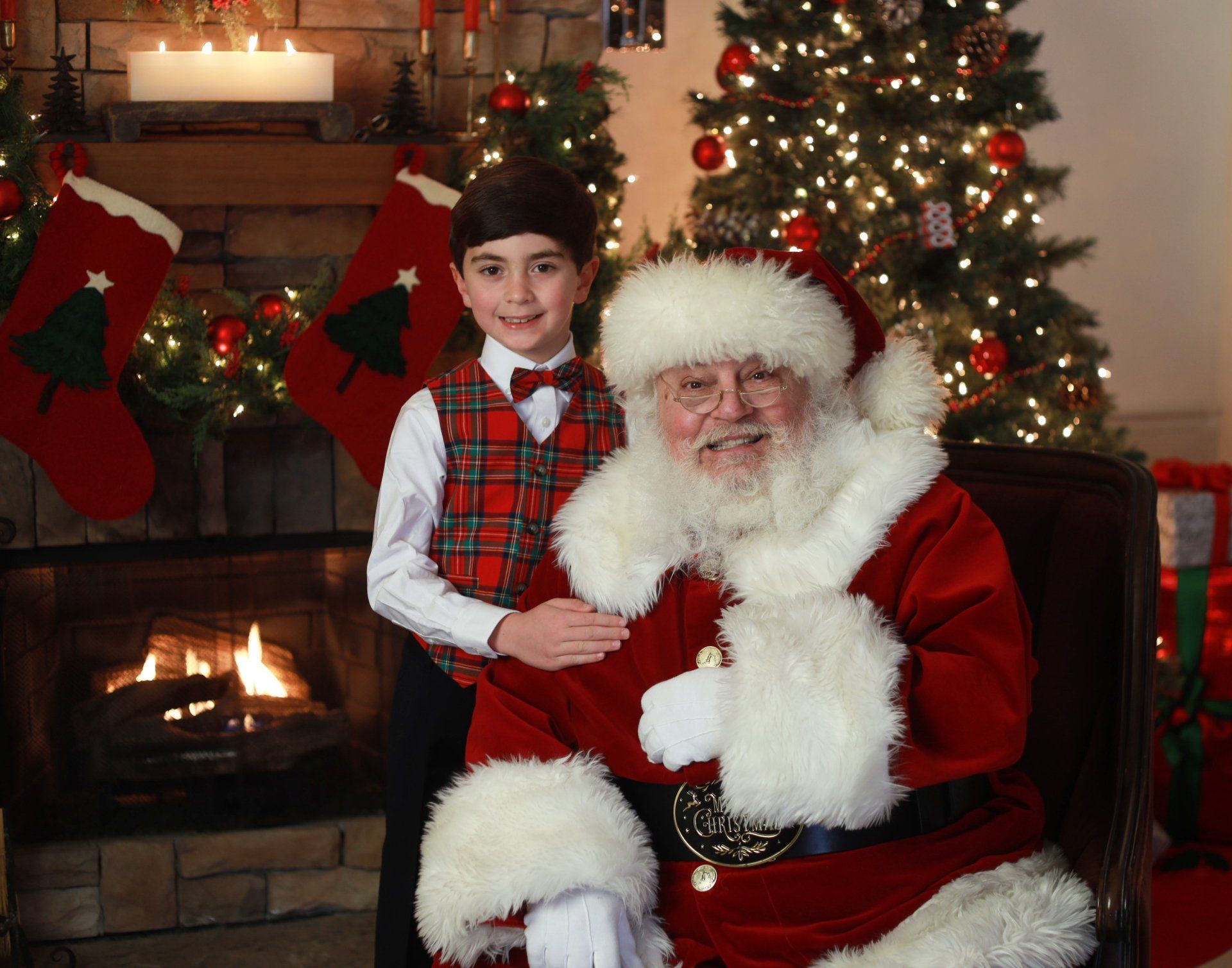 Santa posing with child