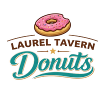 Logo for Laurel Tavern Donuts featuring the text in orange with green horizontal accents against a white background.