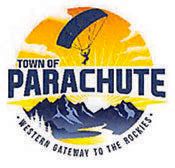 Logotipo de la ciudad de Parachute, puerta occidental de las Rocosas.