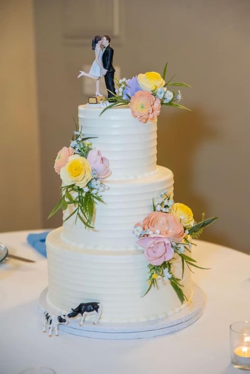 wooden floral cake topper