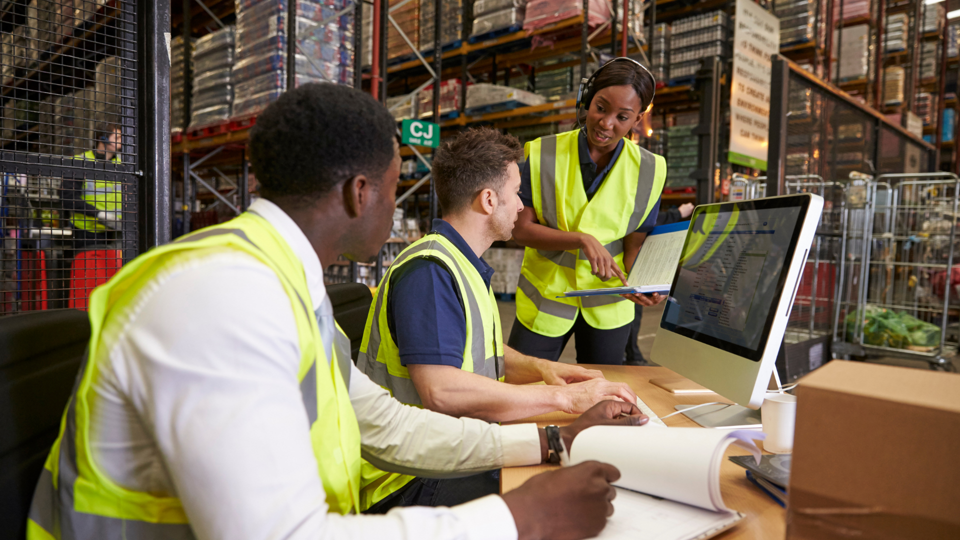 Supply chain professional managing warehouse operations and distribution