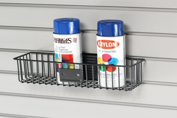 3x12 Basket with paint spray on Slatwall Organizer Accessory Option