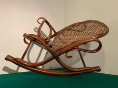 Thonet poggiapiedi legno curvato paglia di Vienna