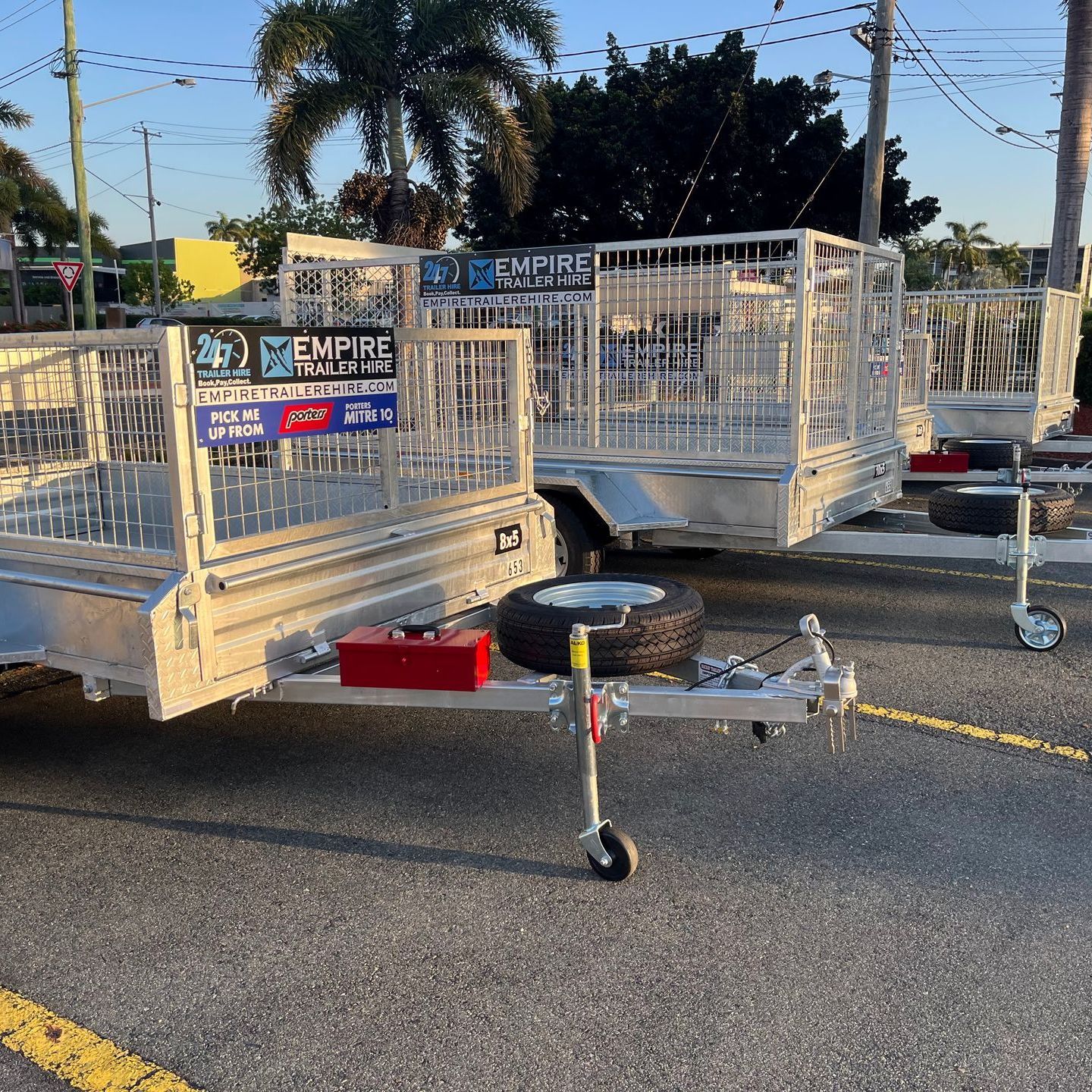 Empire trailers placed neatly at a partner site