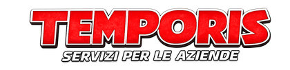 Logo Temporis con scritta dorata, testo 
