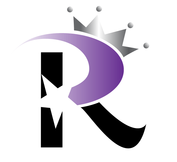 A woman wearing a black shirt with the letter r on it