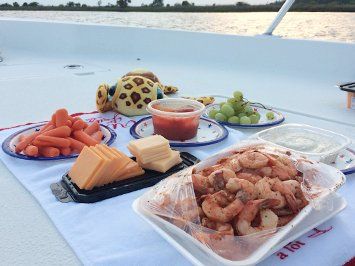 Special spread of snacks for the boat