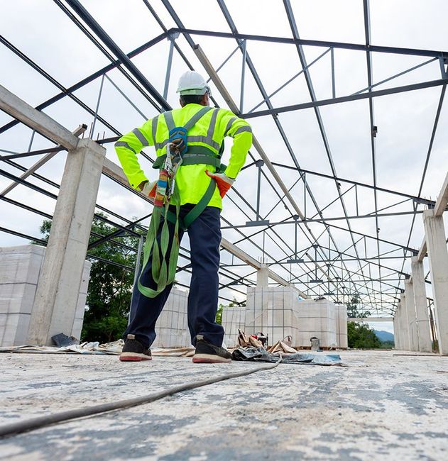 Construction Worker And Construction Frame