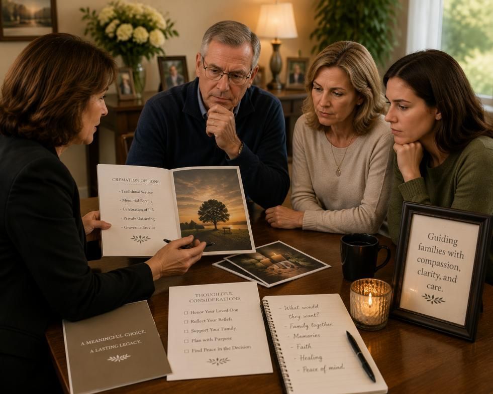 Funeral advisor guides a family through cremation planning in Phoenix, AZ