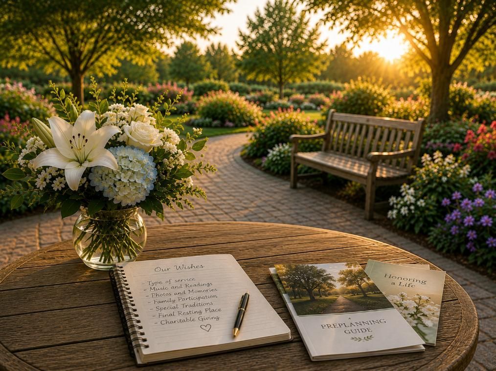 Pre-planning guide, flowers, and written family wishes, funeral homes Phoenix, AZ