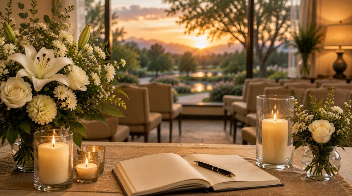 Peaceful memorial room with flowers and candlelight offers comfort to families in Phoenix, AZ