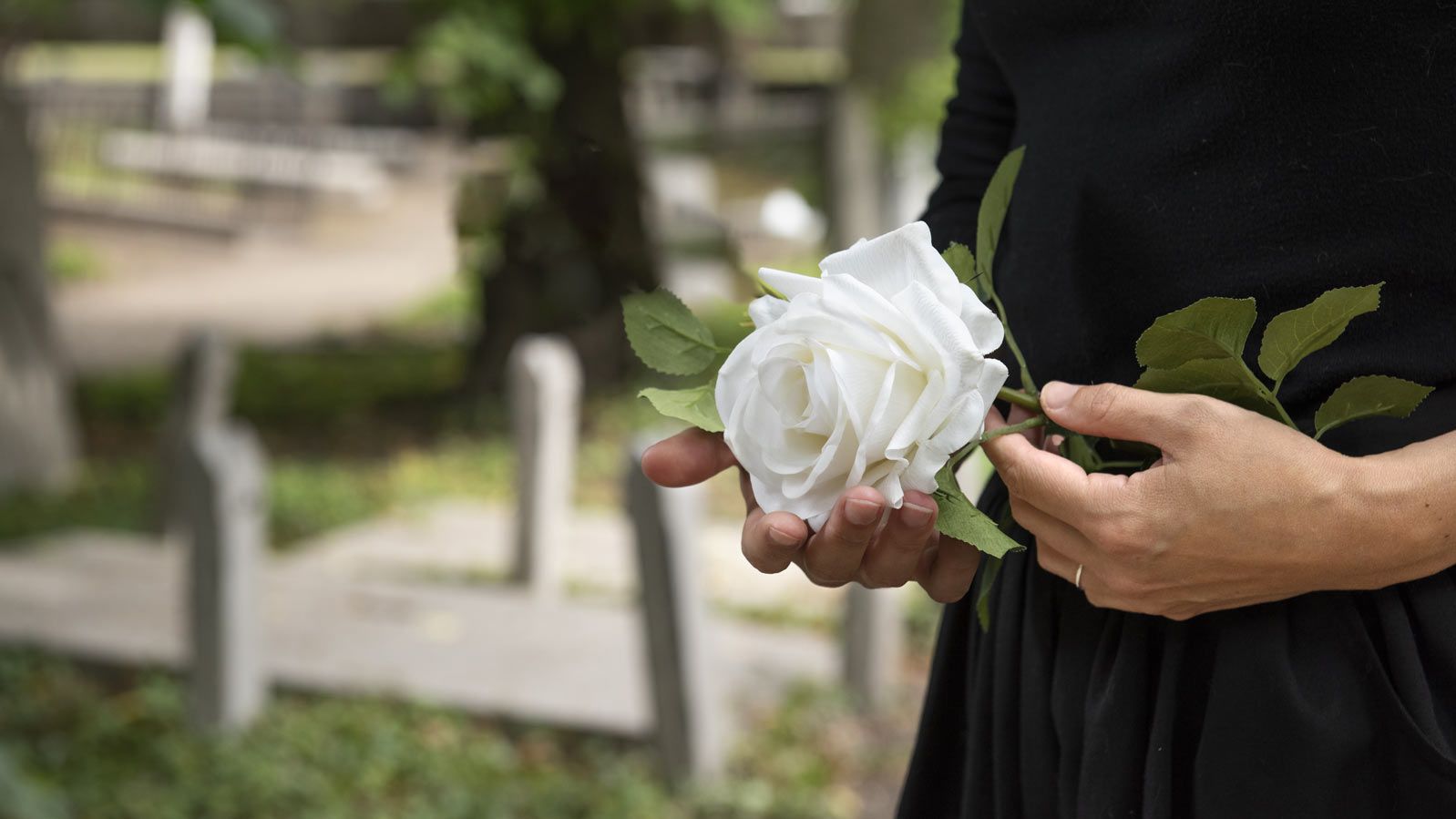 women holding a white rose, funeral homes Phoenix, AZ