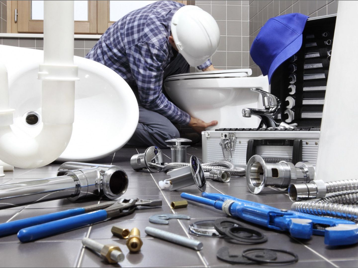 Plumber Installing Toilet Seat