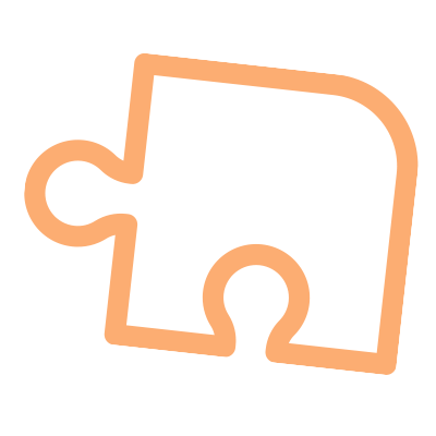 ein orangefarbenes Puzzleteil auf weißem Hintergrund .